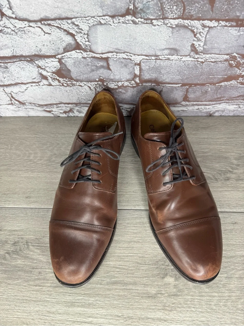 Cole Haan Benton Brown Leather Cap Toe Lace Oxfords Dress Shoes Men 10M US/43EU